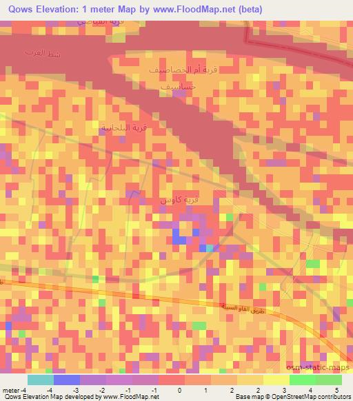 Qows,Iraq Elevation Map