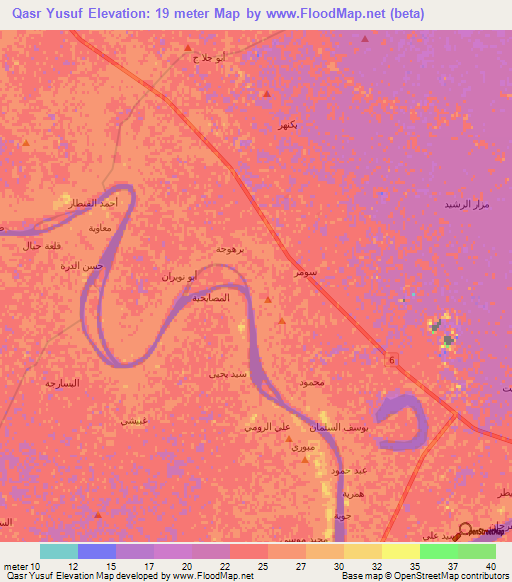 Qasr Yusuf,Iraq Elevation Map