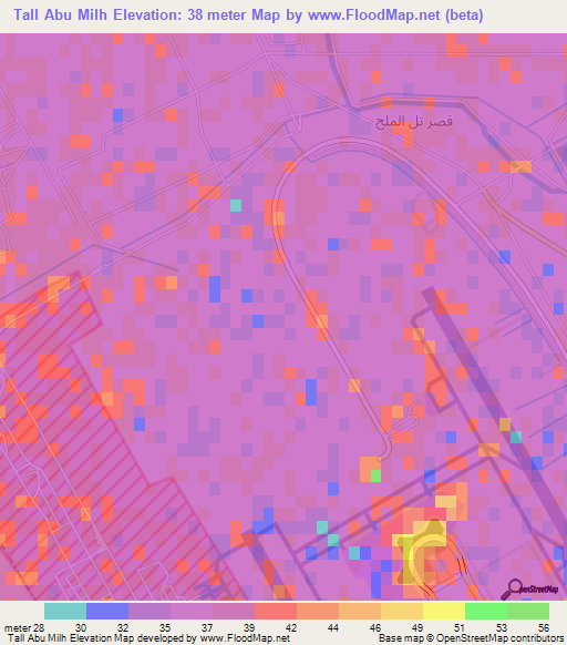 Tall Abu Milh,Iraq Elevation Map