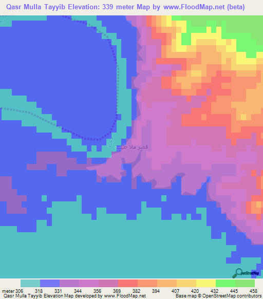 Qasr Mulla Tayyib,Iraq Elevation Map