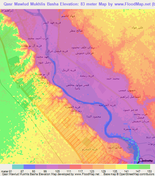 Qasr Mawlud Mukhlis Basha,Iraq Elevation Map