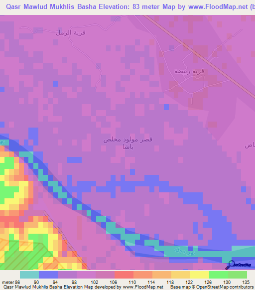 Qasr Mawlud Mukhlis Basha,Iraq Elevation Map