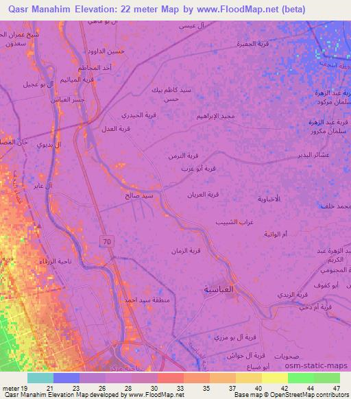 Qasr Manahim,Iraq Elevation Map