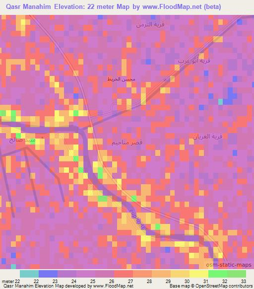 Qasr Manahim,Iraq Elevation Map