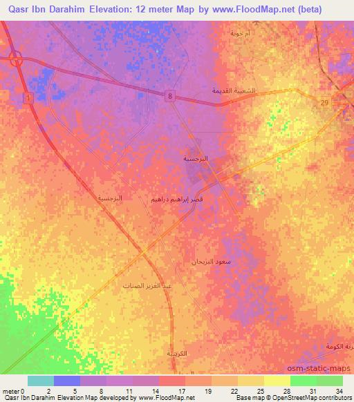 Qasr Ibn Darahim,Iraq Elevation Map