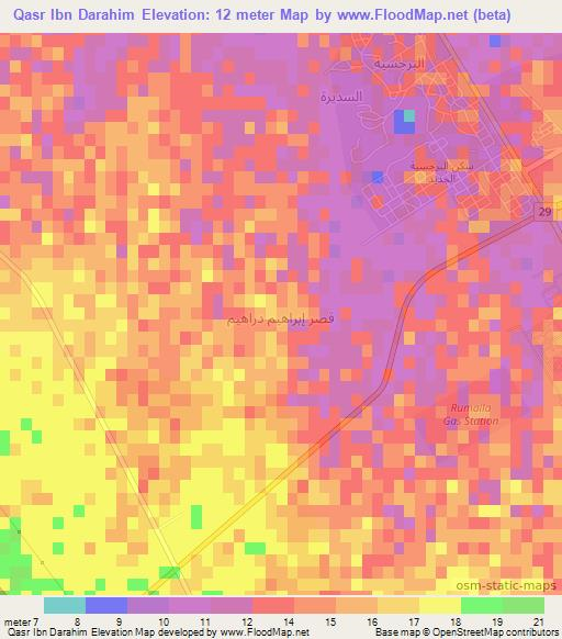 Qasr Ibn Darahim,Iraq Elevation Map