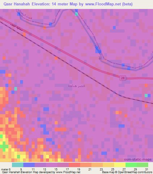 Qasr Hanahah,Iraq Elevation Map