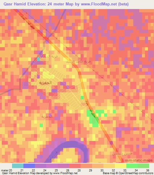 Qasr Hamid,Iraq Elevation Map