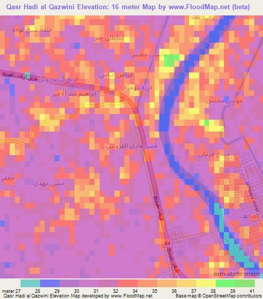 Qasr Hadi al Qazwini,Iraq Elevation Map
