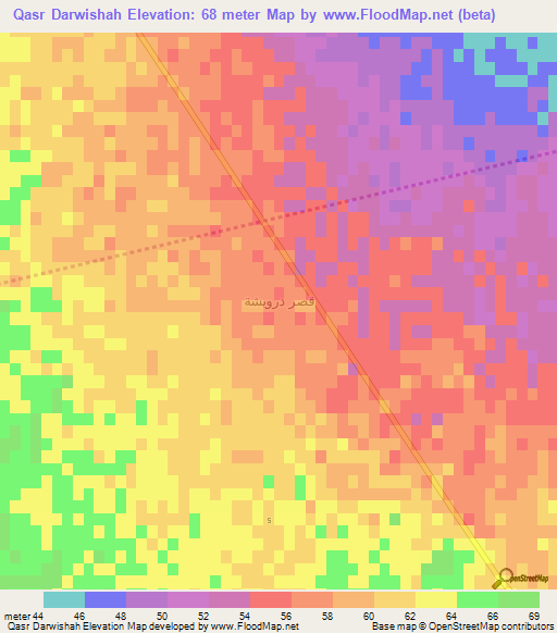 Qasr Darwishah,Iraq Elevation Map