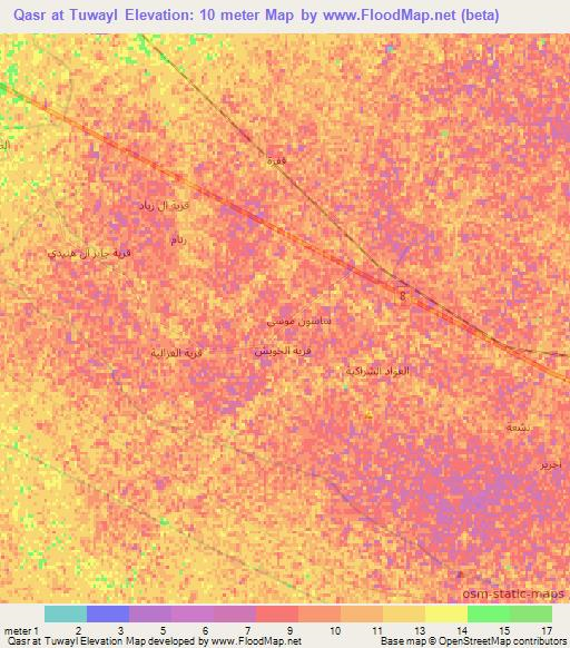 Qasr at Tuwayl,Iraq Elevation Map