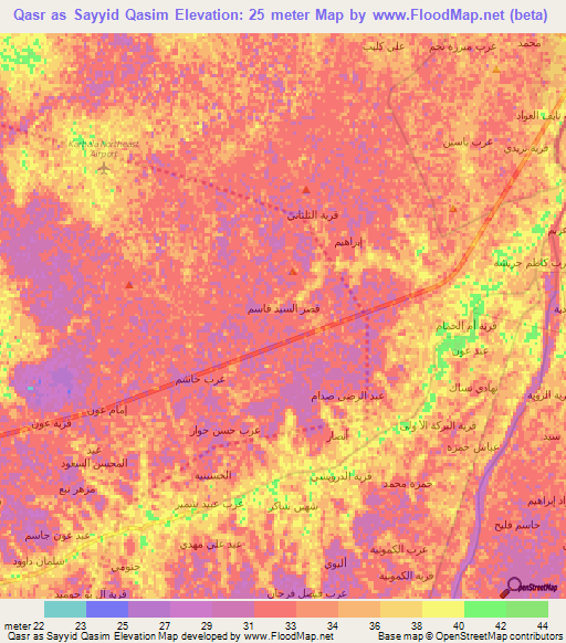 Qasr as Sayyid Qasim,Iraq Elevation Map