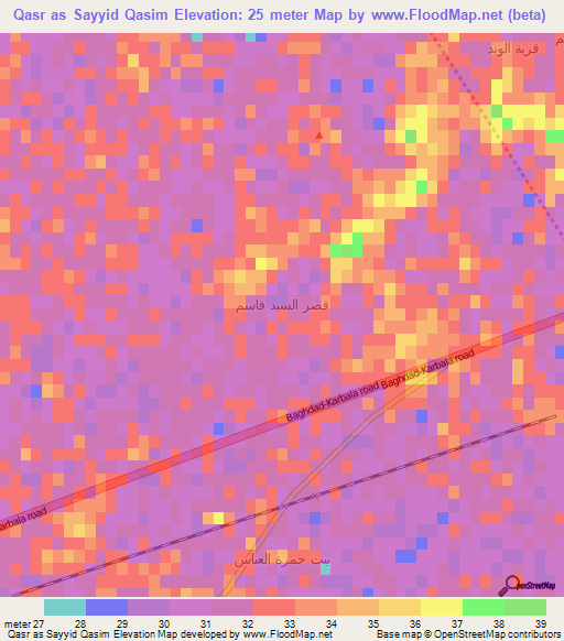 Qasr as Sayyid Qasim,Iraq Elevation Map