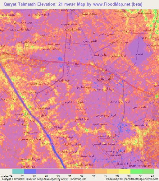 Qaryat Talmatah,Iraq Elevation Map