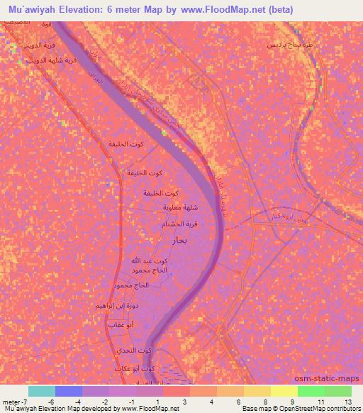 Mu`awiyah,Iraq Elevation Map