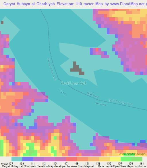 Qaryat Hubayn al Gharbiyah,Iraq Elevation Map