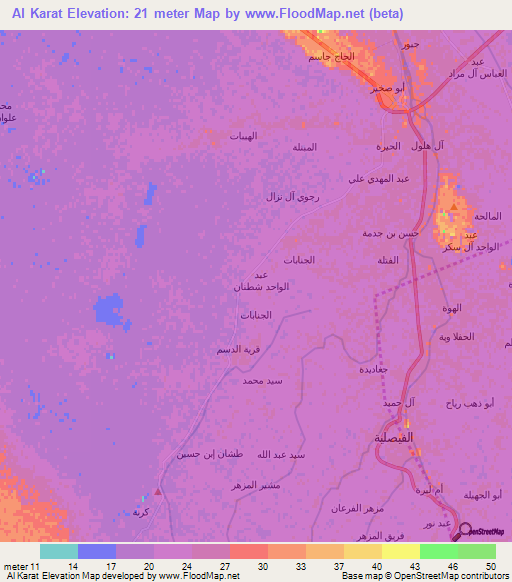 Al Karat,Iraq Elevation Map