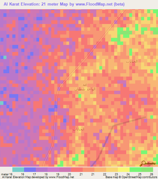 Al Karat,Iraq Elevation Map