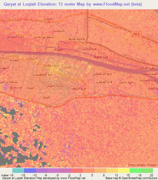 Qaryat al Luqtah,Iraq Elevation Map