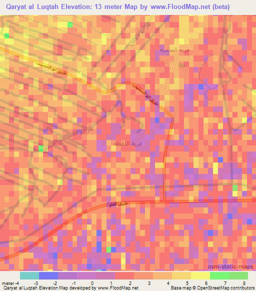Qaryat al Luqtah,Iraq Elevation Map