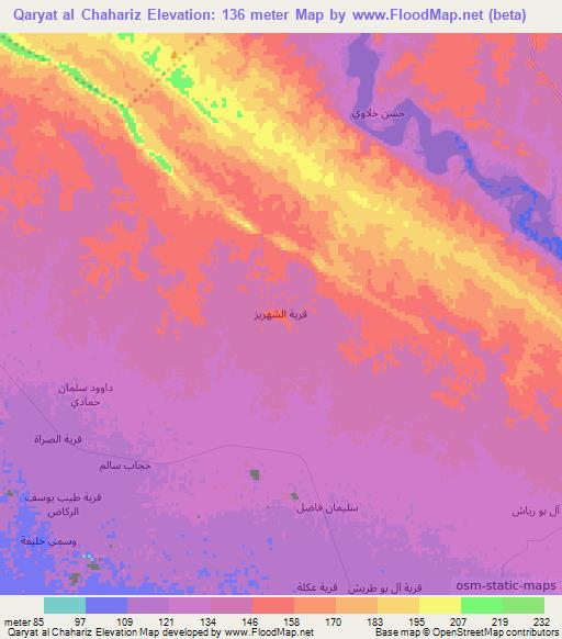 Qaryat al Chahariz,Iraq Elevation Map