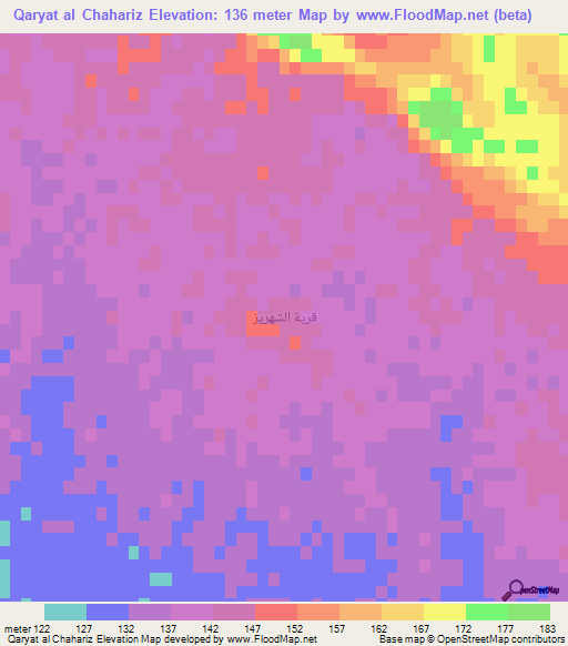 Qaryat al Chahariz,Iraq Elevation Map