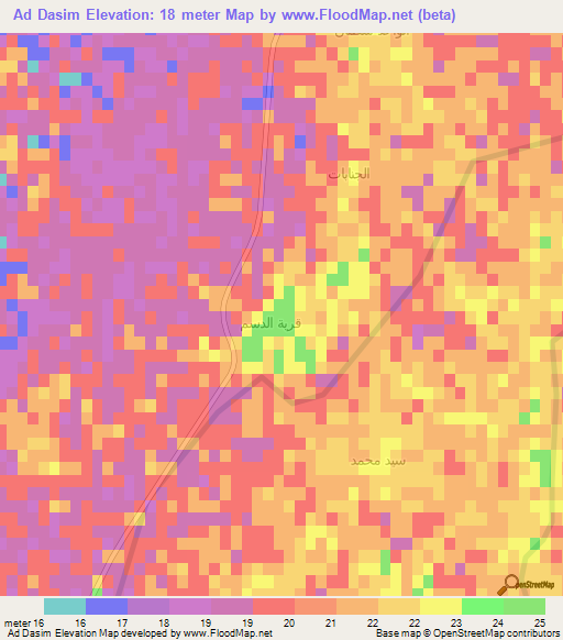 Ad Dasim,Iraq Elevation Map