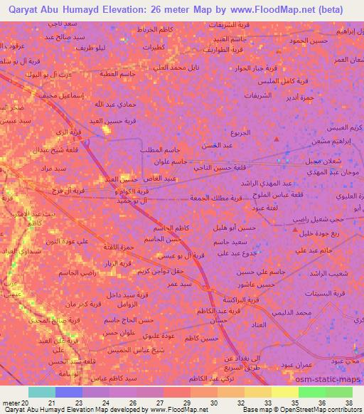 Qaryat Abu Humayd,Iraq Elevation Map