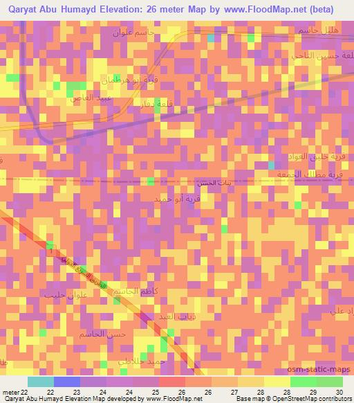 Qaryat Abu Humayd,Iraq Elevation Map