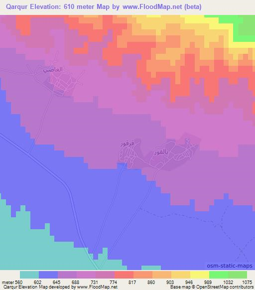 Qarqur,Iraq Elevation Map