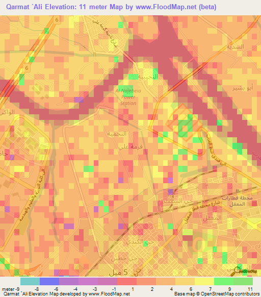 Qarmat `Ali,Iraq Elevation Map