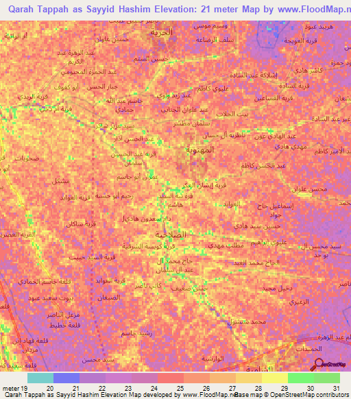 Qarah Tappah as Sayyid Hashim,Iraq Elevation Map