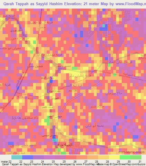 Qarah Tappah as Sayyid Hashim,Iraq Elevation Map
