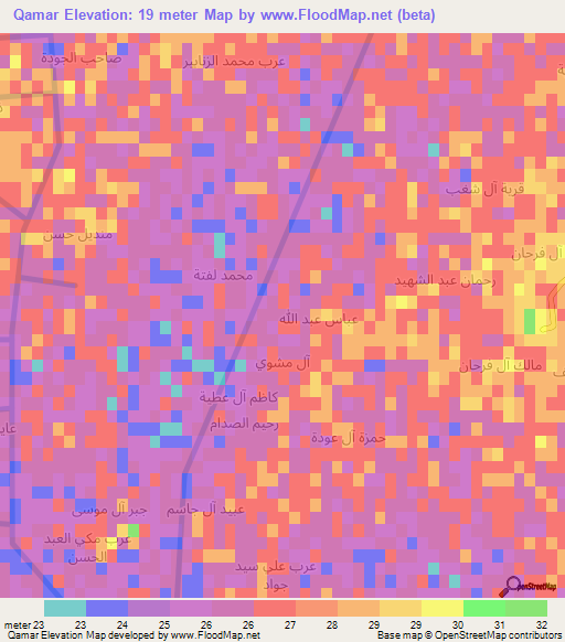 Qamar,Iraq Elevation Map