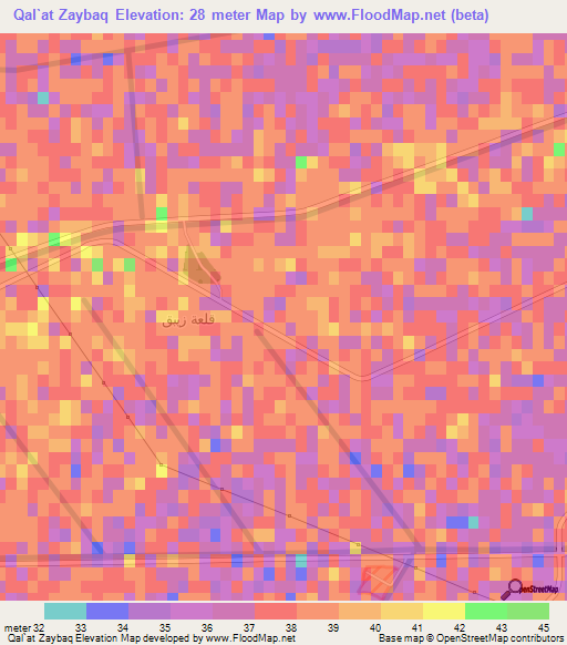 Qal`at Zaybaq,Iraq Elevation Map