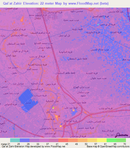 Qal`at Zahir,Iraq Elevation Map