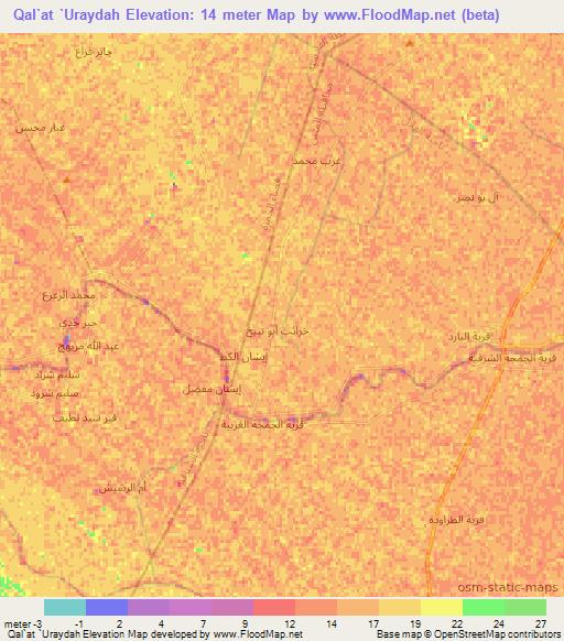 Qal`at `Uraydah,Iraq Elevation Map