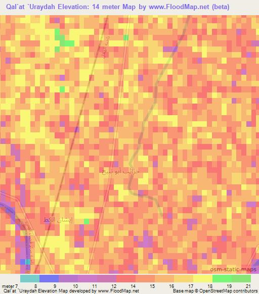 Qal`at `Uraydah,Iraq Elevation Map