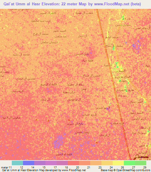 Qal`at Umm al Hasr,Iraq Elevation Map