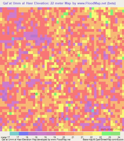 Qal`at Umm al Hasr,Iraq Elevation Map