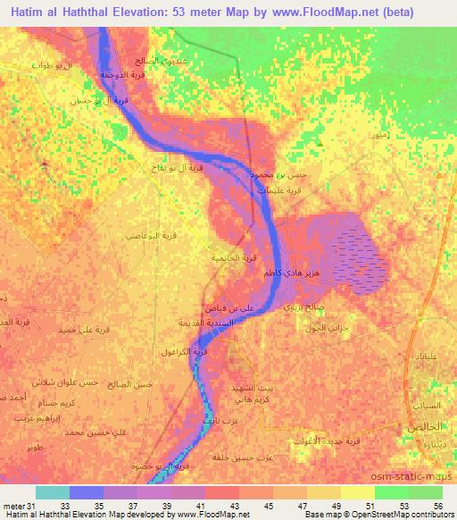 Hatim al Haththal,Iraq Elevation Map