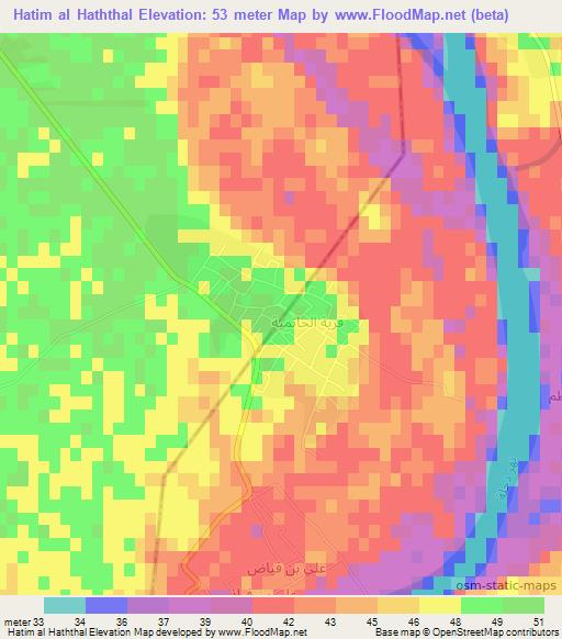 Hatim al Haththal,Iraq Elevation Map