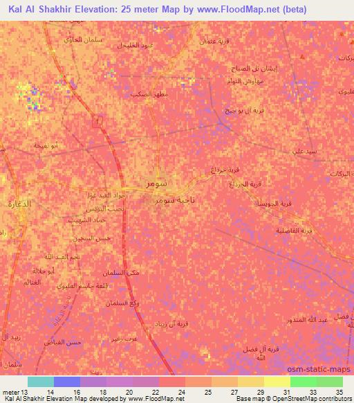Kal Al Shakhir,Iraq Elevation Map