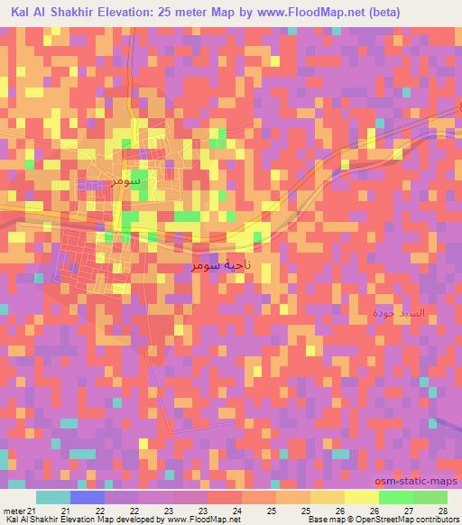 Kal Al Shakhir,Iraq Elevation Map