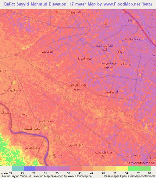 Qal`at Sayyid Mahmud,Iraq Elevation Map