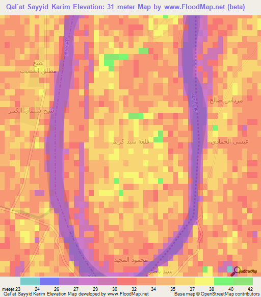 Qal`at Sayyid Karim,Iraq Elevation Map