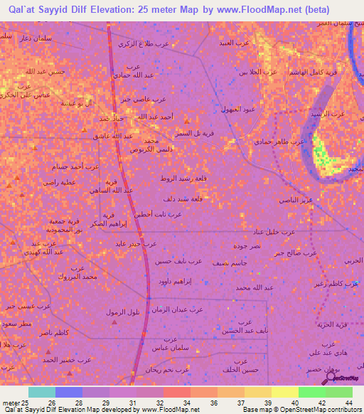 Qal`at Sayyid Dilf,Iraq Elevation Map