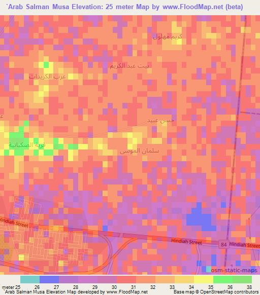 `Arab Salman Musa,Iraq Elevation Map