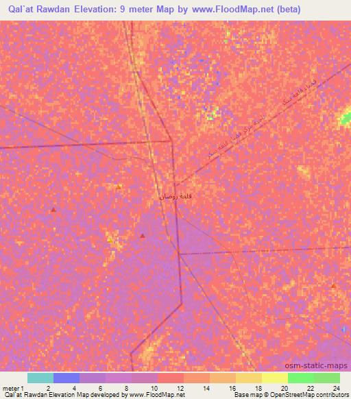 Qal`at Rawdan,Iraq Elevation Map