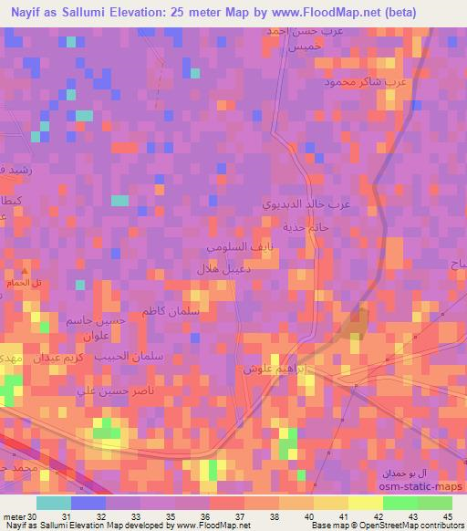 Nayif as Sallumi,Iraq Elevation Map
